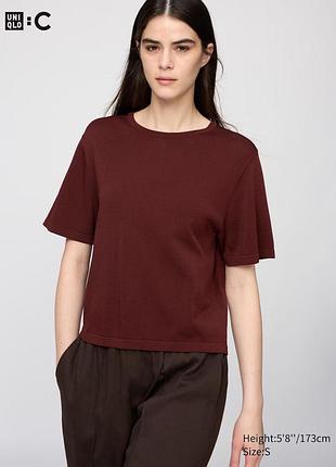 Футболка uniqlo:с коричнева boxy knit t-shirt