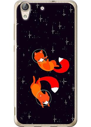 Чехол 2d пластиковый на телефон huawei y6 ii лисички в космосе "4519t-338-58250"