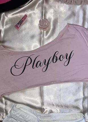 Укорочена рожева футболка playboy