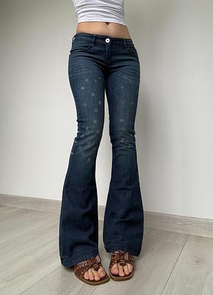 Джинсы новые с биркой adidas адидас клёш flared bootcut vintage низкая талия посадка 36 s синие с потертостями