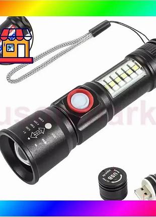 Bs ліхтар sy-1903c-p50+smd+rgb alarm, best mix зу usb, кишеньковий ліхтар із usb зарядкою, надпотужний bas77/n