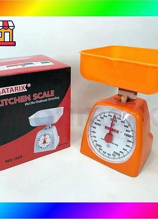 Bs ваги кухонні механічні best mix matarix mx-405 5 кг, ваги для кухні для продуктів. колір: оранжевий bas77/n