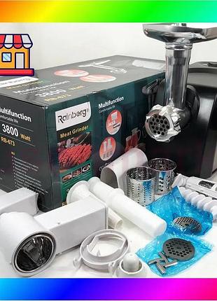 Bs мясорубка электрическая rainberg best mix rb-673 с соковыжималкой и шинковкой 9 насадок 3000w с рев bas77/n