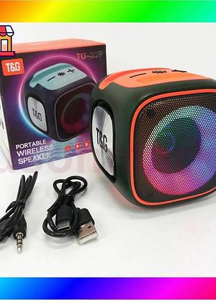 Bs портативна bluetooth колонка best mix tg359 7w з підсвічуванням rgb, акумуляторна колонка для музик bas77/n