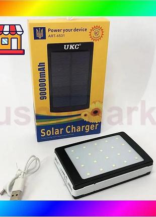Bs умб power bank best mix solar 90000 mah мобільне зарядне з сонячною панеллю та лампою, power bank c bas77/n
