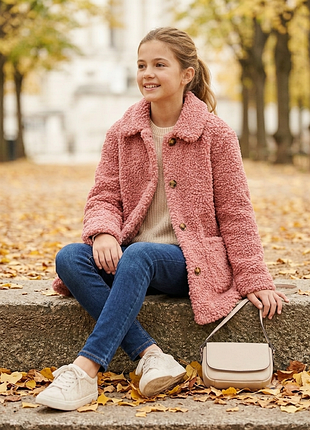 Розовая шубка шуба teddy bear теди тедди каракуль от f&amp;f love outerwear ➡️ возраст 12-14роков (см. замеры)