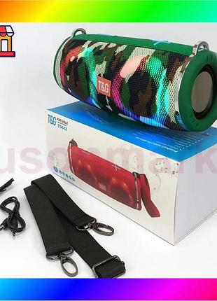 Bs портативная колонка tg642 best mix с подсветкой rgb и ремешком, колонка для вечеринки. цвет: камуфл bas77/n