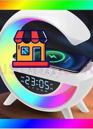 Bs настільна смарт лампа-нічник best mix g-smart bt-3401 з бездротовою зарядкою, колонкою та годиннико bas77/n