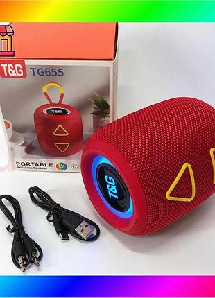 Bs портативна колонка tg655 best mix 5w з rgb підсвічуванням та ремінцем, бездротова колонка потужна. bas77/n