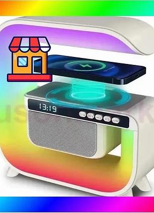 Bs нічний акумуляторний rgb best mix g3 з бездротовою зарядкою 15w bluetooth колонка настільна смарт л bas77/n