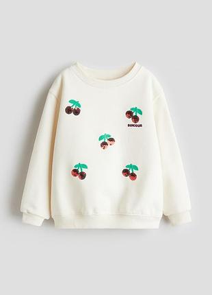 Світшот з 🍒 для дівчинки h&m 3-4 роки 98-104 см