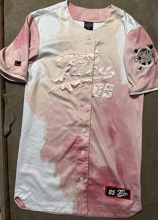 Оригінальна вінтажна fubu 05 baseball jersey у рідкісному рожево-білому marble/tie-dye забарвленні.