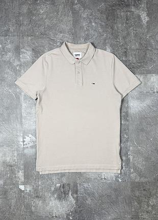 Поло tommy jeans томмі джинс оригінал бежеве чоловіче футболка теніска розмір l стан ідеальний
