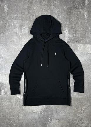 Худі polo ralph lauren поло ральф лорен оригінал кофта з капюшоном чорне з блискавками з боків розмір m чоловіче жіноче худи толстовка свитшот свiтшот