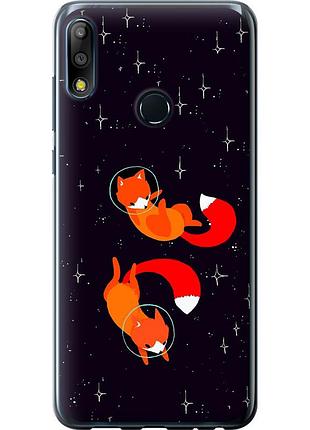 Чехол силиконовый на телефон asus zenfone max pro m2 zb631kl лисички в космосе "4519u-1641-58250"