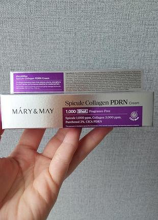 Крем mary&may spicule collagen pdrn 15 ml- колагеновий крем для обличчя зі спікулами та pdrn