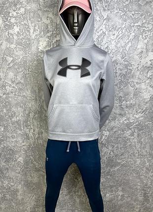 Under armour storm спортивный костюм 147-158 см подростковый с принтом серо-синий