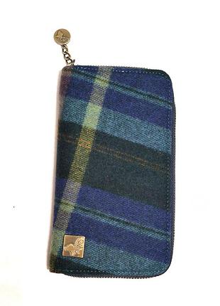 House of tweed гаманець вовняної тканини в синьо-зелену карту тартан/0000h/
