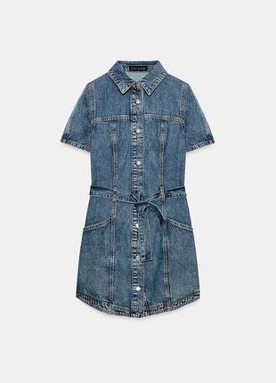 Джинсова сукня міні з поясом від zara / джинсовое платье с поясом от зара