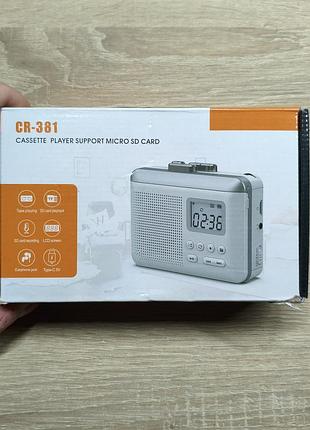 Кассетный плеер cr-381 с поддержкой microsd и записью mp3
