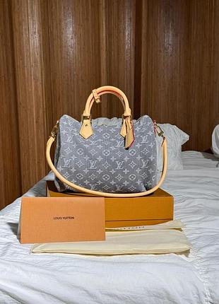 Жіноча сумка преміум speedy soft 30 monogram denim washed gray