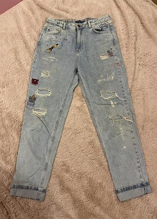 Мом джинси жіночі pull and bear блакитні розмір 40