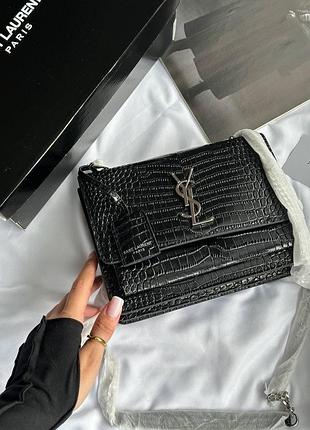 Женская сумка премиум sunset crocco black silver premium