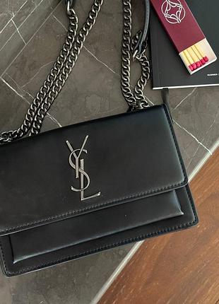 Жіноча сумка преміум medium sunset in smooth leather black/silver