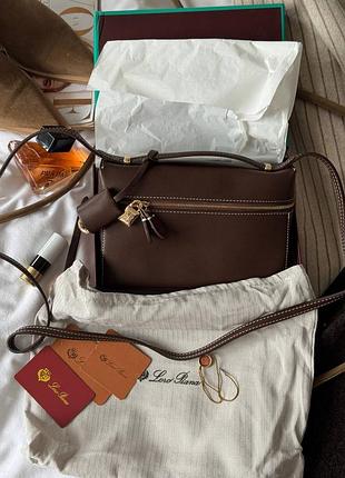 Жіноча сумка преміум loro piana extra bag l27 brown