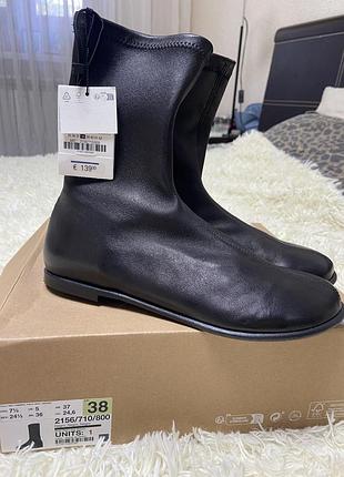 Шкіряні черевики ботинки на низькому ходу zara 38