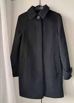 Укорочене чорне пальто m&s, з шерстю, xs-s