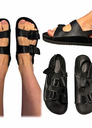 Шкіряні сандалі у стилі birkenstock