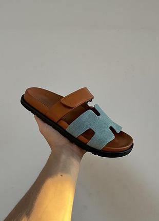 Шльопанці hermes slippers chypre jeans brown 📦