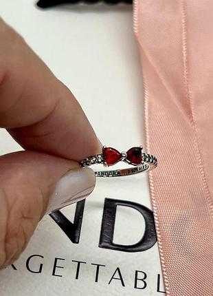 Срібна каблучка pandora "червоний бант" пандора 16 розмір