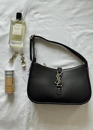 Saint laurent hobo le 5 a 7 leather shoulder bag in black/silver оригінальна коробка 25 х 14 х 6