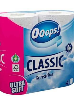 Туалетная бумага 4шт 3слой classic sensitive 140 от тм ooops!