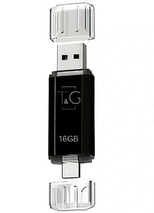 Флешка usb flash drive 16gb type c черный abs пластик для хранения и переноса данных модель t&g 009