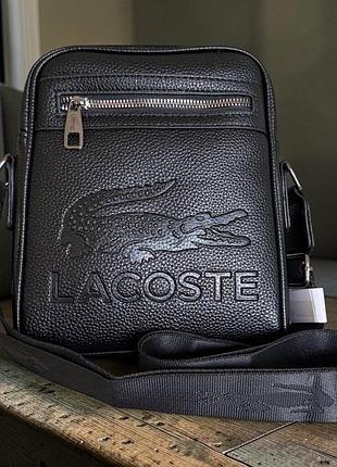 Мужская сумка через плечо стиль lacoste, черная сумка-планшет, компактная мужская сумка мессенджер с ремнем