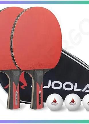 Набор для настольного тенниса joola carbon tt-set duo 2 ракетки 3 мяча для продвинутых игроков sku_jset6