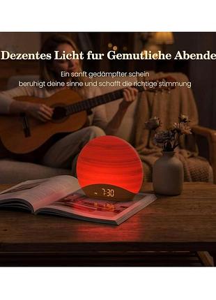 Световой будильник reacher r7 со звуками природы и имитацией рассвета (sunrise alarm clock & white noise machine)
