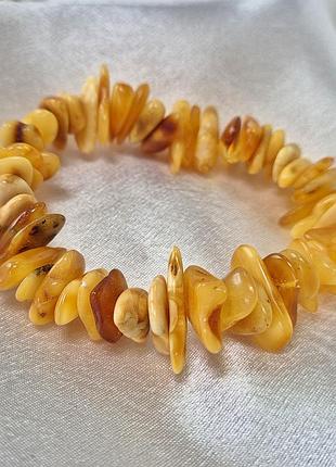 Браслет из натурального янтаря лечебный необработанный длина 19 - 20 см цвет желтый арт.бр/косжелпл