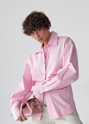 Класична однотонна сорочка з елегантними ґудзиками - рожевий цвет, one size (є розміри)