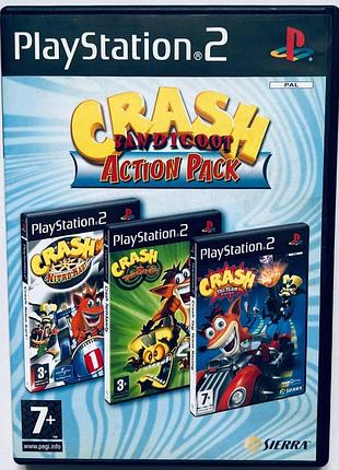 Crash bandicoot action pack, б/у, английская версия - диск для playstation 2