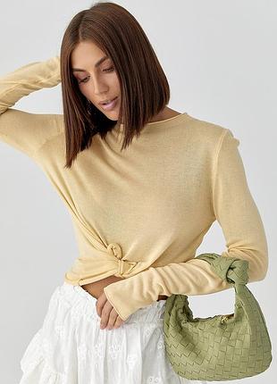 Лонгслів у сітку з горловиною-стійкою - лимонний цвет, one size (є розміри)