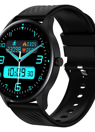 Смарт-годинник lige yk02 black з тонометром, пульсоксиметром, дзвінки amoled екран, 2 ремінці