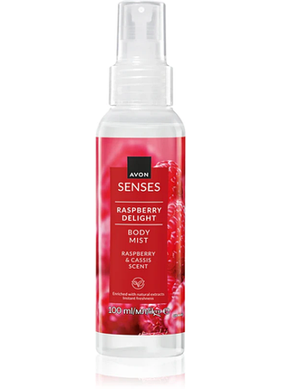 Лосьон-спрей для тела avon senses raspberry delight body mist малиновое удовольствие с ароматом малины и черной смородины 100 мл