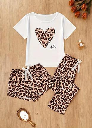 Стильная женская пижама. красивый набор женской пижамы. пижама тройка. женская одежда для сна и дома