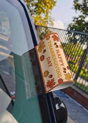 Наліпка - бірка на авто " thanksgiving day " - бірка - міні-етикетка - подарунок на авто - декорація на авто