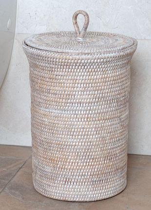 Ведерко для ванной комнаты, плетеное из ротанга, 22*35 см, nd-71011-white nai