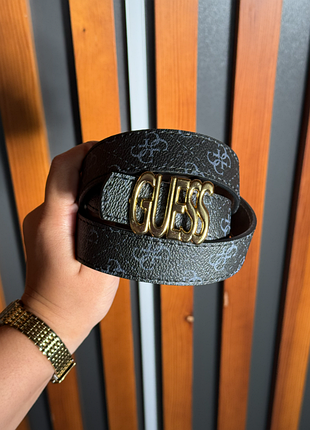 Фирменный пояс для женщины женский кожаный ремень на 105 см от guess узкий ремень гесс с металлической пряжкой